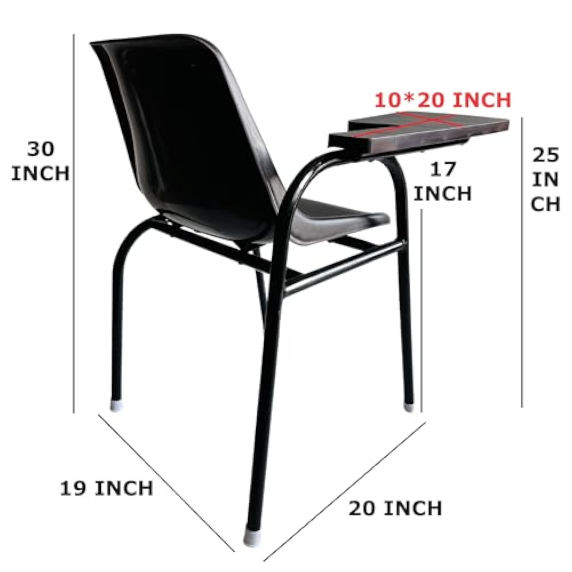 Heavy Duty Study Chair with Armrests, Black